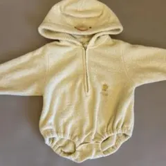 ジェラートピケ　フリース フード付きロンパース ひよこ