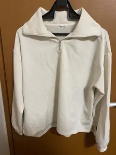 アイボリー ハーフジップ トレーナー Lサイズ