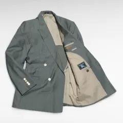 90s モヘア バーバリー ブレザー 金ボタン グレー ダブルジャケット
