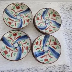 昭和レトロ花模様の陶器皿4枚セット