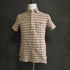 【超美品・90s】ラルフローレン ポロシャツ M ベージュ 茶 ボーダー 希少