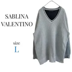 SABLINA VALENTINO【L】Vネックセーター トレーナー グレー