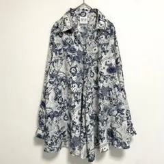 スカラー シャツ スキッパー ロールアップ袖 2way うさぎ 蝶々のサムネイル