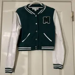 Forever 21 緑と白 スタジャン M刺繍