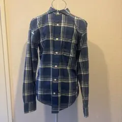 back number 長袖 チェックシャツ ブルー系