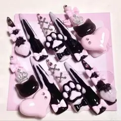 ネイルチップ　ネイル　スーパーロング　地雷系　量産型　平成女児　ゴテゴテ　現品