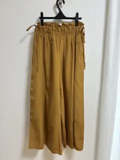 マスタード ワイドパンツ ゴムウエスト
