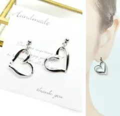 シルバーオープンハート　ハンドメイドピアス・イヤリング