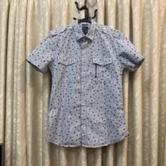 ストライプ花柄 半袖シャツ