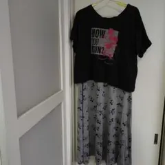 ミッキーマウス プリント 半袖アンサンブル