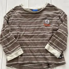 長袖カットソー 茶色と白のストライプ