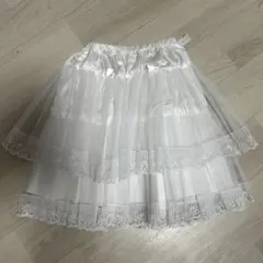 ホワイト レース付き フリル パニエ 白 M