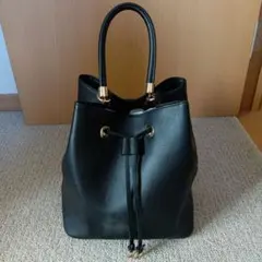 H&М　ハンドバック　ブラック　レザー風　革　大人風