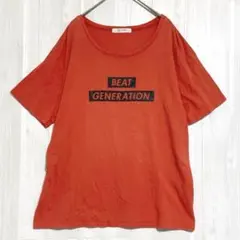 バックナンバー　ロゴプリントカットソー　朱色　L