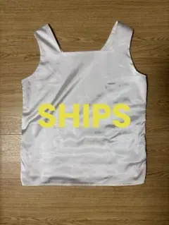 SHIPS 2WAY サテン × カットソー スクエア タンクトップ　ホワイトのサムネイル