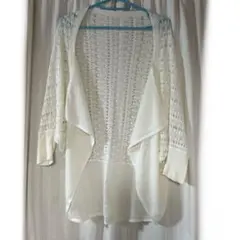ELLE ホワイト レース編み カーディガン