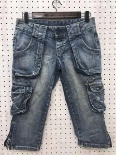 Y2K ストリート グランジ 古着 MOUSSY ローライズ クロップドデニム