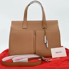 美品□BALLY バリー 2WAY ショルダーバッグ トートバッグ カーキ 本革