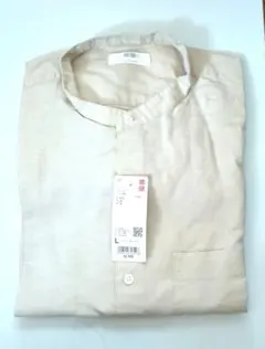 UNIQLO＊コットンリネンスタンドカラー長袖シャツＬ Beige