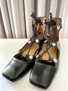 JIL SANDER メタルリング フラットシューズ ブラック 35.5 | Mercari