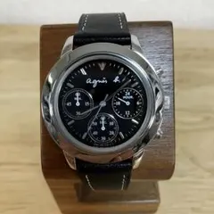 ★稼働品★新品ベルト アニエスベー 腕時計 クロノグラフ 36mm ユニセックス