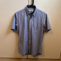 UNIQLO 半袖ボタンダウンシャツ 青白ストライプ