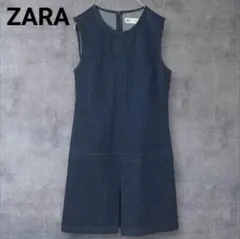 ZARA ザラ デニムワンピース ミニ 膝丈 ダークブルー S