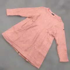 k801 Moujonjon【140】ピンク 長袖ニットワンピース