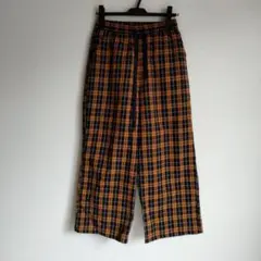 美品☆BROWNY チェック柄 ワイドパンツ ウエストゴム フリーサイズ