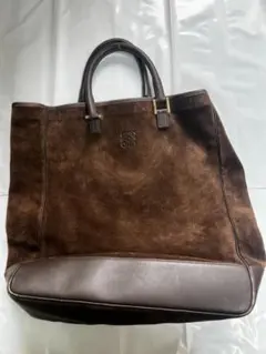 【LOEWE】トートバッグ　アナグラム　ゴールド金具　スエード　レザー.