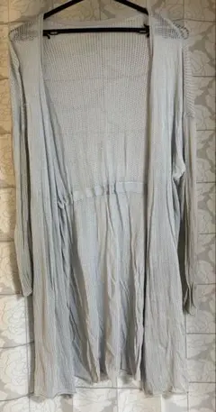 レリアン 透かし編みロングカーディガン（サマーニット）　11号　グレー