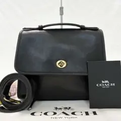 【美品】オールドコーチ 322 ターンロック 2way ハンドバッグ レザー 黒