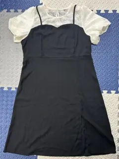 大きいサイズ レースワンピース キャミワンピース 重ね着風 ブラック ワンピース