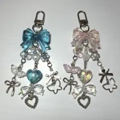 水色ピンクビーズキーホルダーストラップチャームコレクトブックy2k韓国kpop