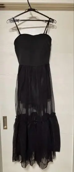 ブラックレースアップキャミワンピース F