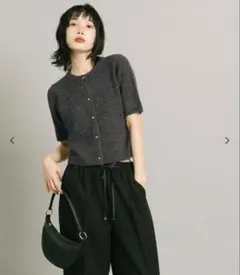 coca ゴールドボタン半袖ニットカーディガン