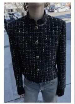 【新品】ZARA メタリック糸入りテクスチャーブレザー M メタリックヤーン