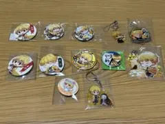 鬼滅の刃　我妻善逸　缶バッジ　キーホルダーセット