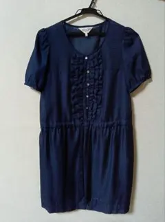 SOUP　 ストライプ 半袖 ワンピース ネイビー　9号