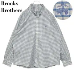【極美品】ブルックスブラザーズ 長袖シャツ 2XL相当 チェック柄 刺繍ロゴ