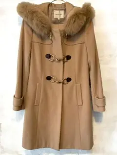 デビュードフィオレ フォックスファーつきアンゴラビーバーダッフルコート 38