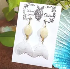 熱帯魚❈アクアリウムピアス クリームイエロー×ホワイト No.1561