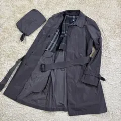 バーバリーロンドン　チェック柄　持ち運び　ポーチ付き　ベルト　トレンチコート　L