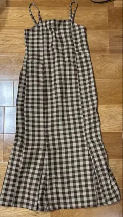 ギンガムチェック柄タックキャミワンピース