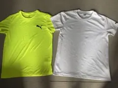 PUMA 蛍光イエロー ホワイト Tシャツ 2枚セット