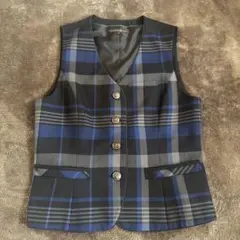 PATRICK COX　美品　事務服　ネイビー　チェック柄　ベスト&スカート PATRICK COX美品事務服ネイビーチェック柄ベスト&スカート