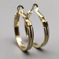 未使用保管品 洗練のゴールドフープピアス シンプルラインの美 〜上品な存在感〜