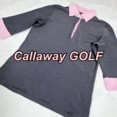 Callaway GOLF ストライプ長袖ポロシャツ M 七分袖