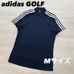 超美品　アディダスゴルフ　モック　半袖シャツ　カットソー　ネイビー　Mサイズのサムネイル