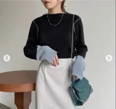 美品　袖先配色プリーツメロープルオーバー　ゼヴォン